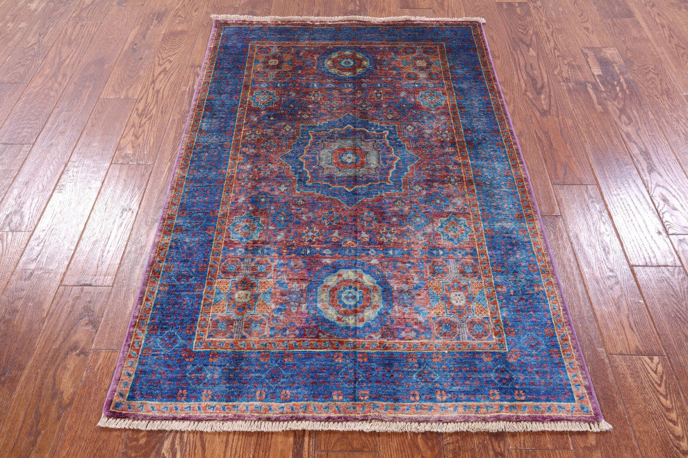 Mamluk Geometric Handmade Wool Rug 3' 4" X 5' 1" - Q12253