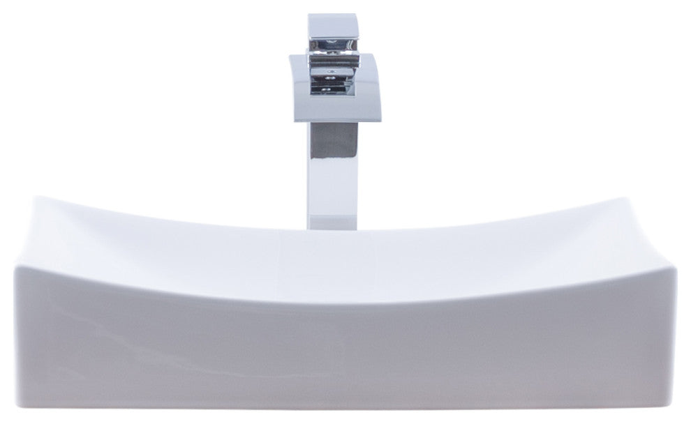 Porcelain Vessel Sink and Faucet Combo Set, Chrome