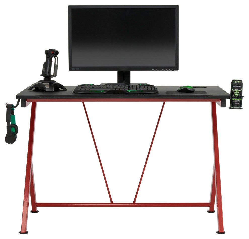 Quest PC Gaming Computer Desk with Charging Station, Cup and Headphone Holder