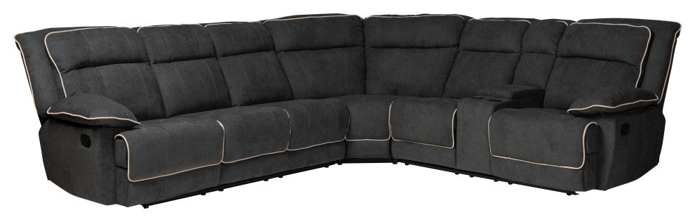 Sabella Dark Gray and Light Gray Two-Tone Fabric 7-Piece Reclining Sectional
