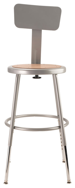 NPS 19"-27" Height Adjustable Heavy Duty Steel Stool With Backrest, Grey