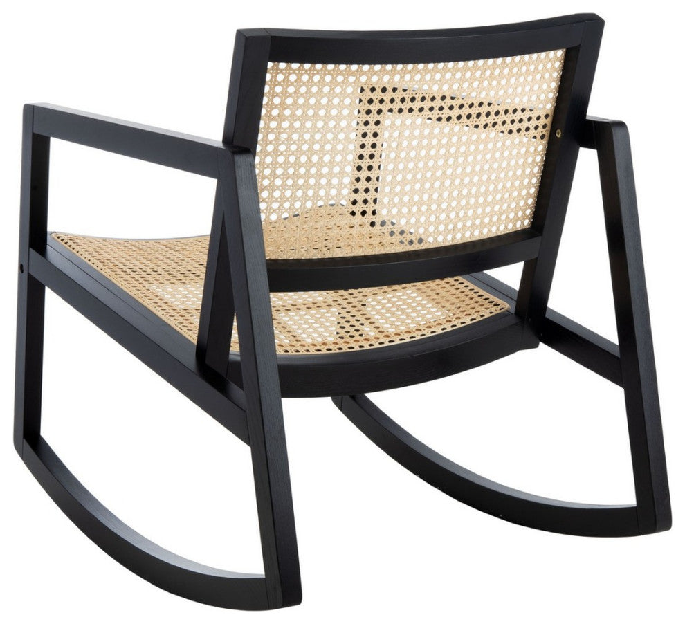 Safavieh Couture Perth Rattan Rocking Chair, Black/Natural