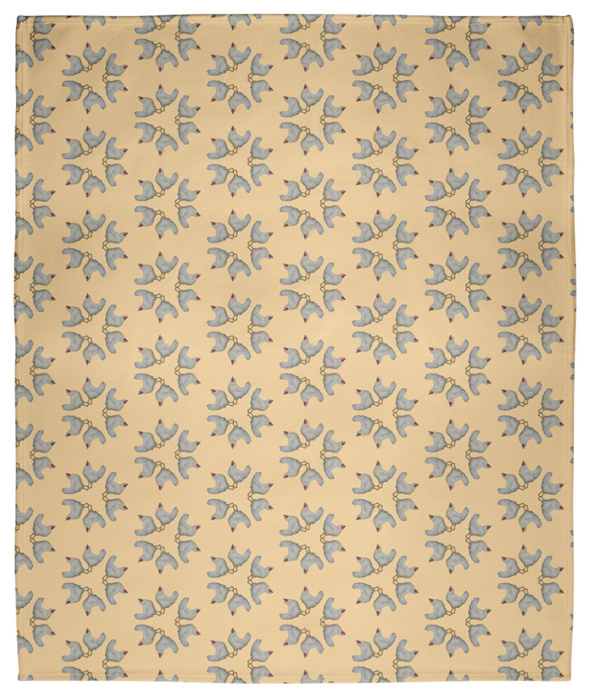 60 x 80 in Chickens-go-round Throw Blanket, Corn Yellow