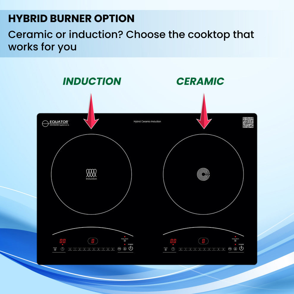 20" Electric Ceramic-Induction 2 Burner Cooktop