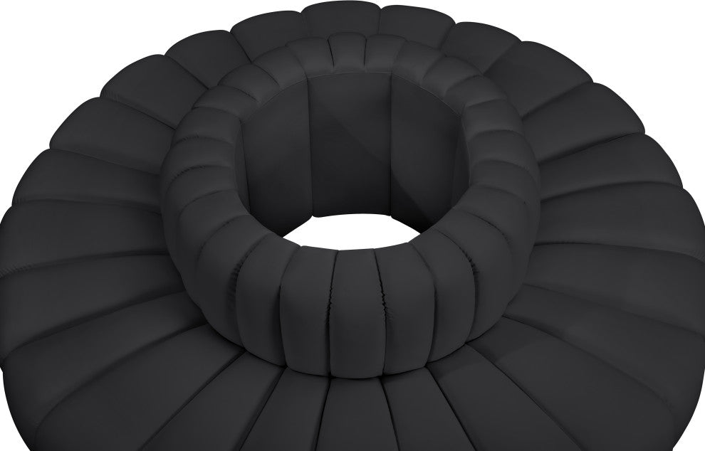 Arc Upholstered Outward Curved Modular Sectional, Black, 8-Piece: 8 Reverse Corner, Vegan Leather