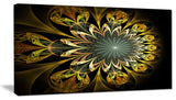Dark Yellow Digital Flower, Abstract Wall Art Canvas, 32x16