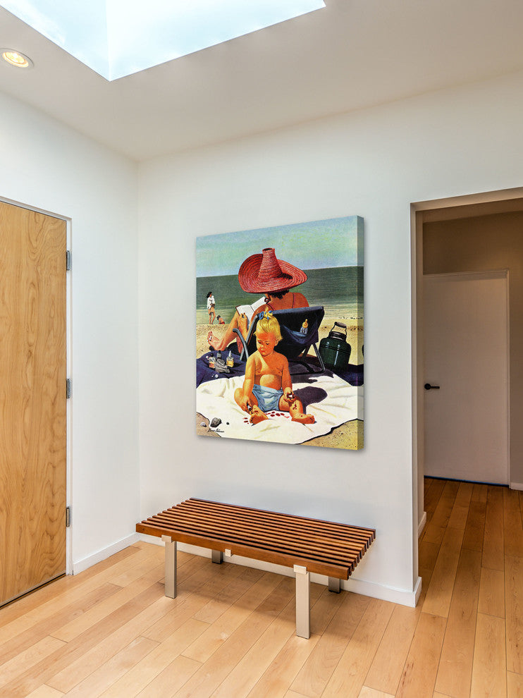 "Baby and Nail Polish" Painting Print on Canvas by Stevan Dohanos