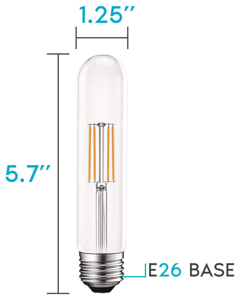 T9 LED Tube Edison Bulb Warm White 550lm Dimmable E26 4-Pack