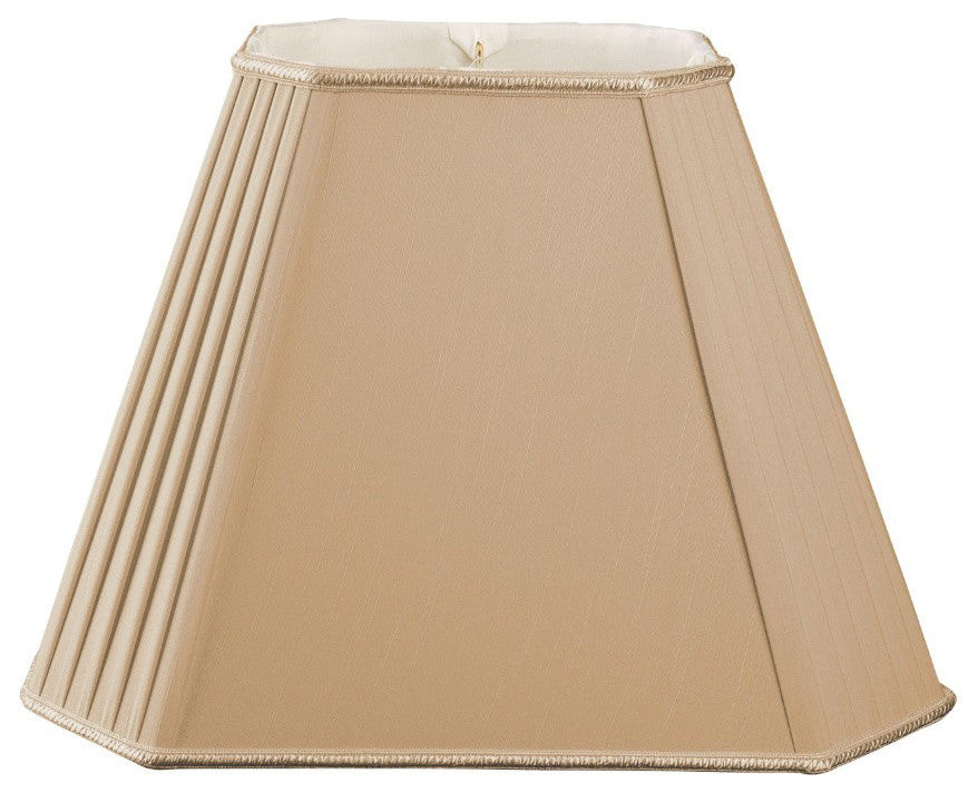 Rectangle Empire Lampshade, Pleated Cut Corners, Antique Gold, 10.5"