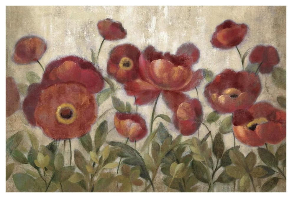 "Daydreaming Flowers Red" Digital Paper Print by Silvia Vassileva, 50"x34"