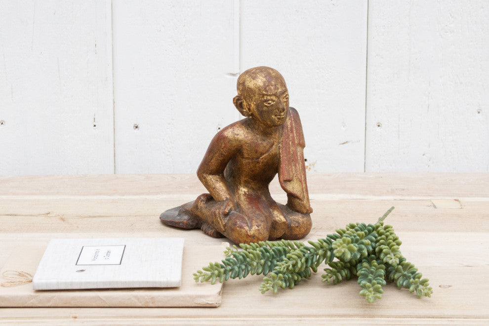 Small Carved & Painted Monk Figure