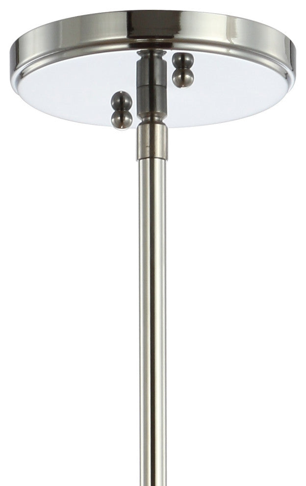 Kurtz Adjustable Drop Metal/Glass LED Pendant, Chrome, 9.5"w