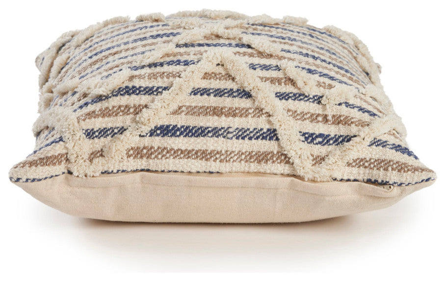 Textured Stripe Cotton Throw Pillow