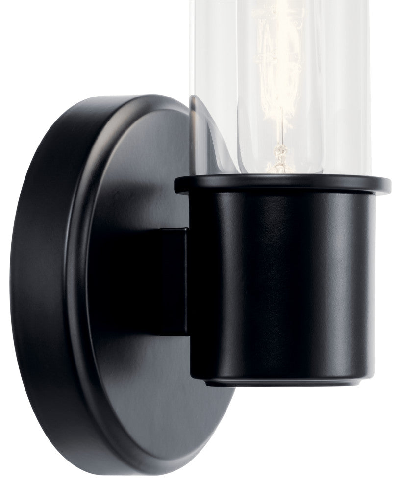 Aviv 13" 1 Light Wall Sconce With Clear Glass, Black