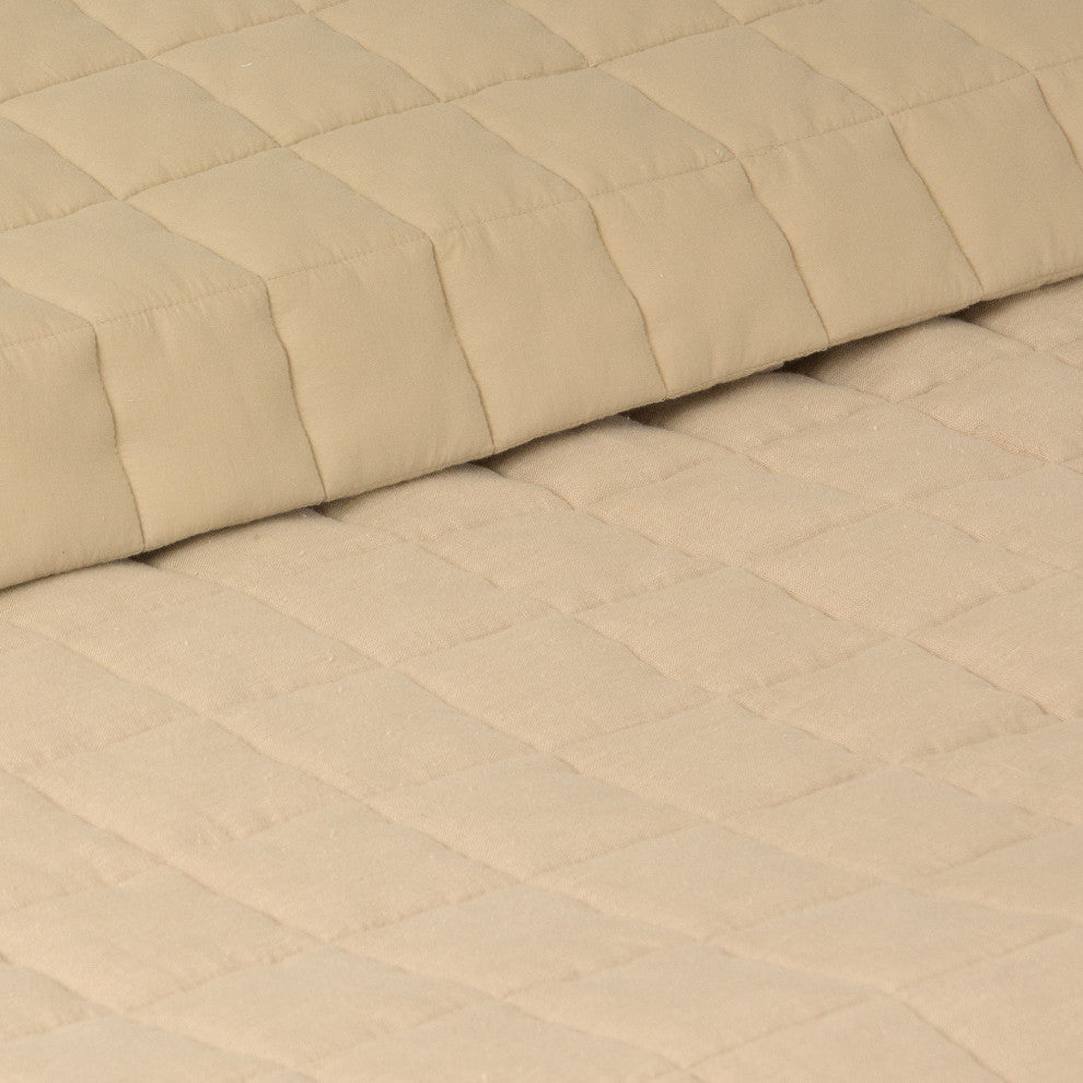 Linen and Cotton Diamond Quilt, Natural, Twin