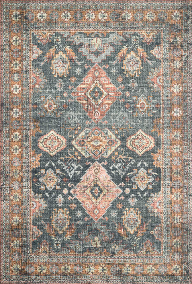 Printed Sea / Rust Skye Area Rug by Loloi II, Sea/Rust, 2'3"x3'9"