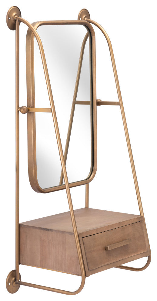 Peralta Mirror Shelf Gold