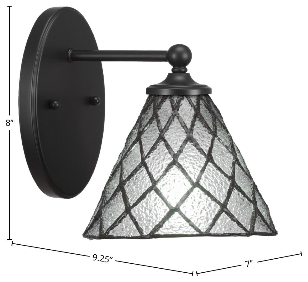 Capri 1-Light Wall Sconce, Matte Black/Diamond Ice Art