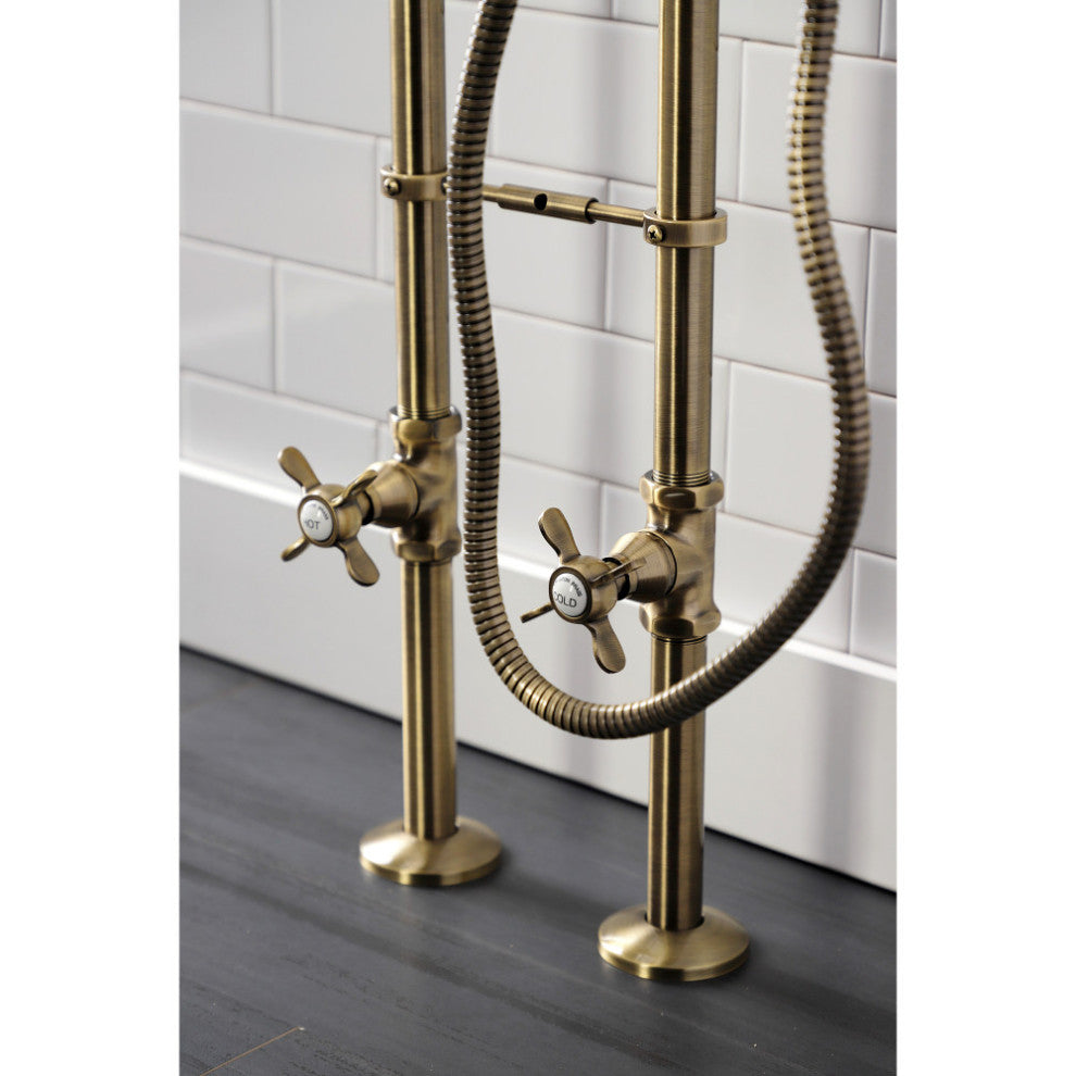 CCK246K3 Freestanding Tub Faucet Package With Supply Line, Antique Brass