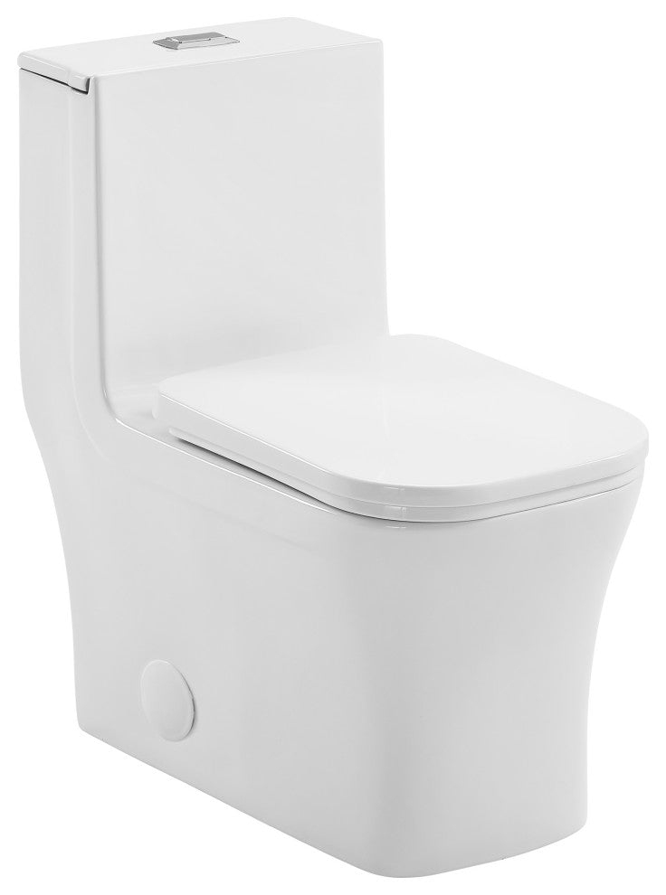 Concorde One-Piece Square Toilet Dual Flush 0.8/1.28 GPF, Glossy White
