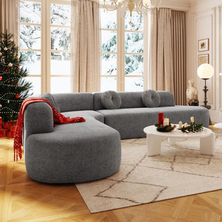 GDF Studio 122" Extra Large Curved Fabric Sectional Sofa, Gray