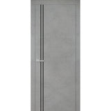 Solid French Door 30 x 96 | Planum 0016 Concrete with| Bathroom