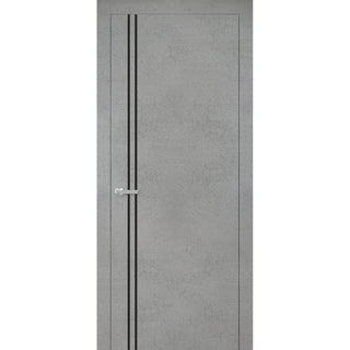 Solid French Door 30 x 96 | Planum 0016 Concrete with| Bathroom