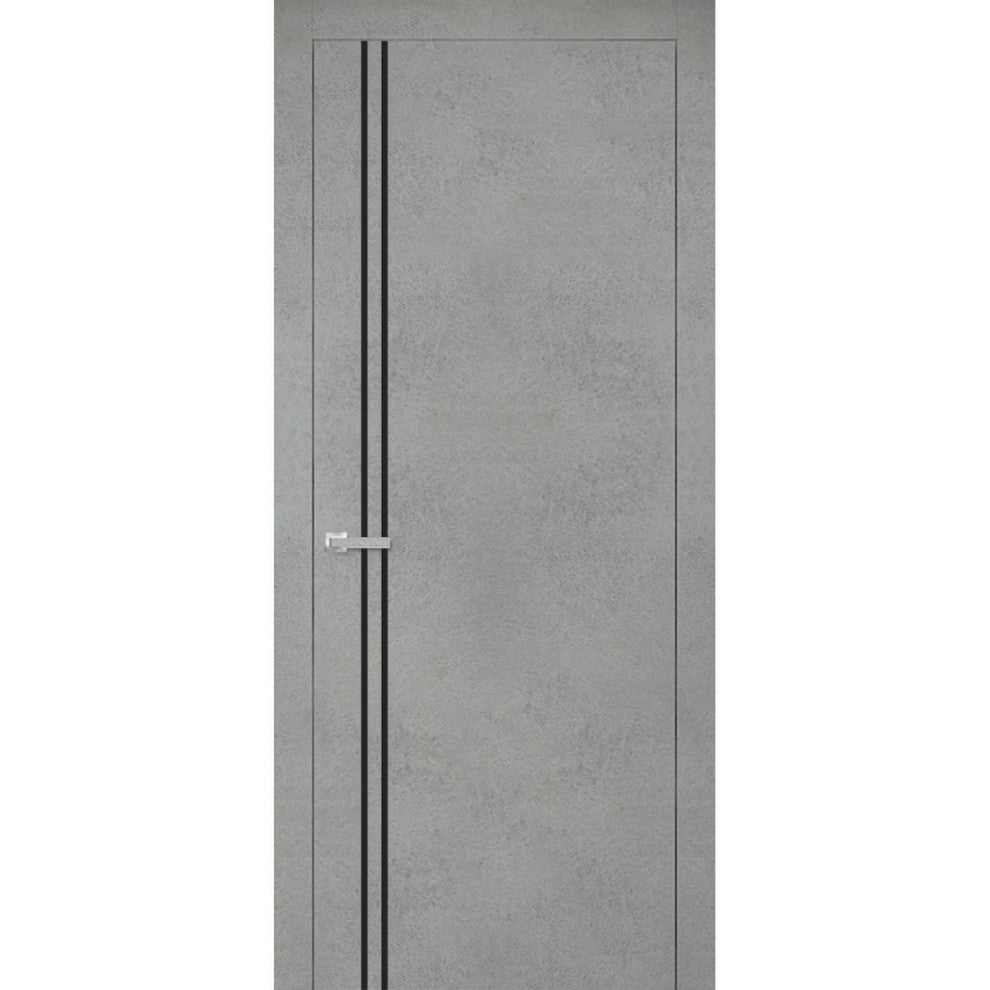 Solid French Door 30 x 96 | Planum 0016 Concrete with| Bathroom