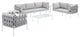 Harmony 8-Piece Sunbrella Outdoor Patio Aluminum Seating Set