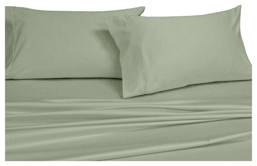 100% Cotton 250 TC Solid Percale Sheet Set, Sage, Twin Xl