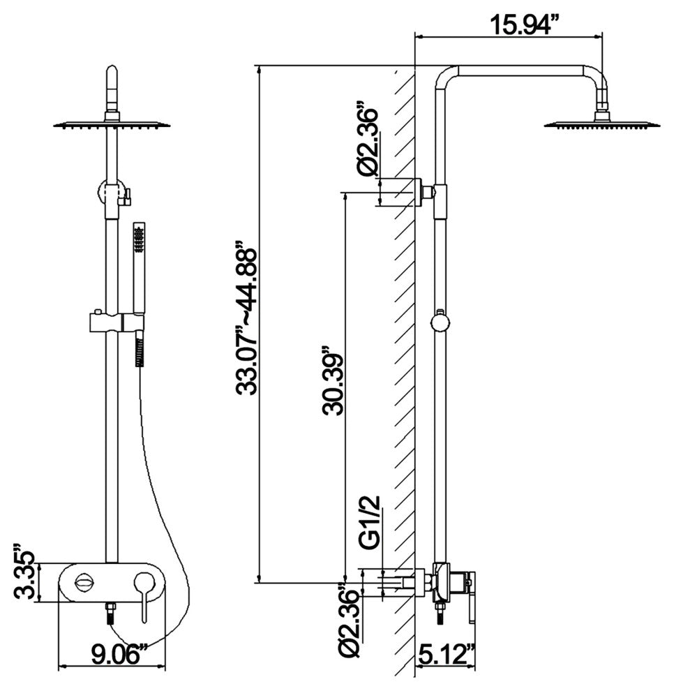 Luxury 3-Function Complete Shower System With Tub Faucet And Rough-In Valve, Gre