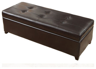 GDF Studio Leeds Tufted Leather Storage Ottoman