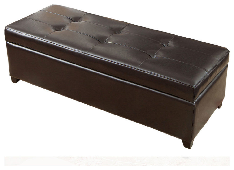 GDF Studio Leeds Tufted Leather Storage Ottoman