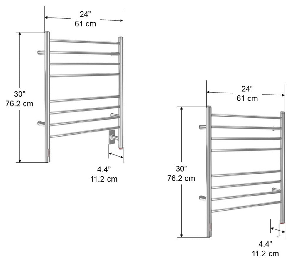Ancona Prestige 8-Bar Polished Stainless Steel Towel Warmer With On-Board Timer