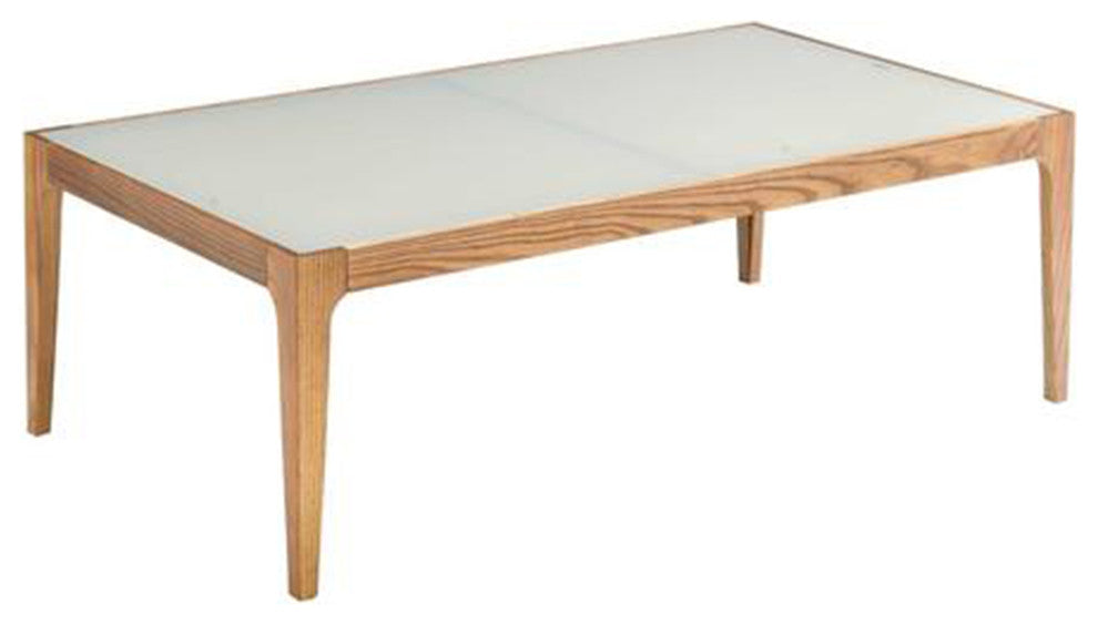 Benzara BM191256 Wooden Frame Coffee Table with Tempered Glass Top, Brown