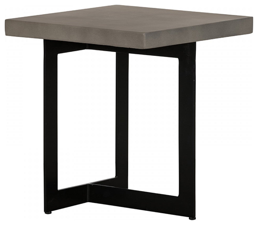 Asymmetric Metal And Concrete End Table