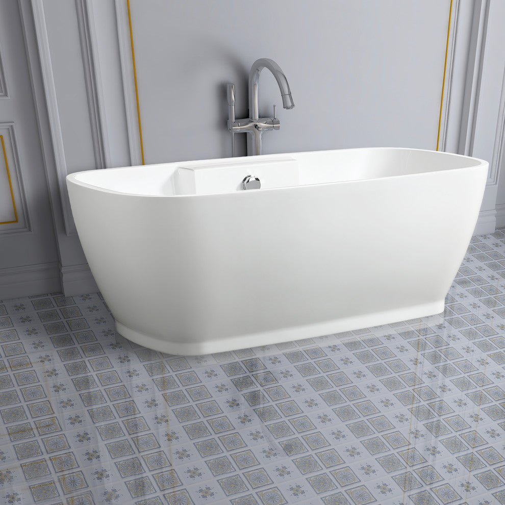 Vanity Art Freestanding Acrylic Bathtub, 59"