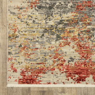 Saturn Pixelated Abstract Beige/Pink Wool Blend Area Rug 2' x 3'