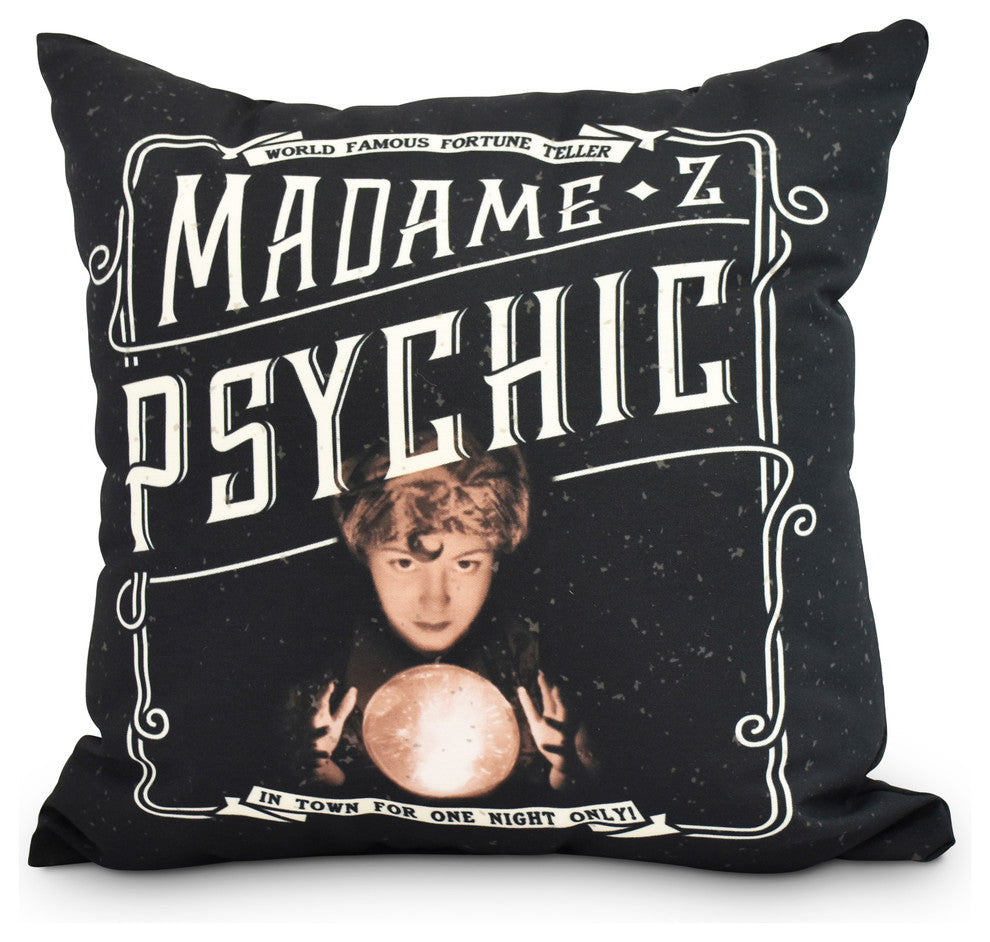 Madame Psychic Cream Halloween Print Decorative Throw Pillow, 20"