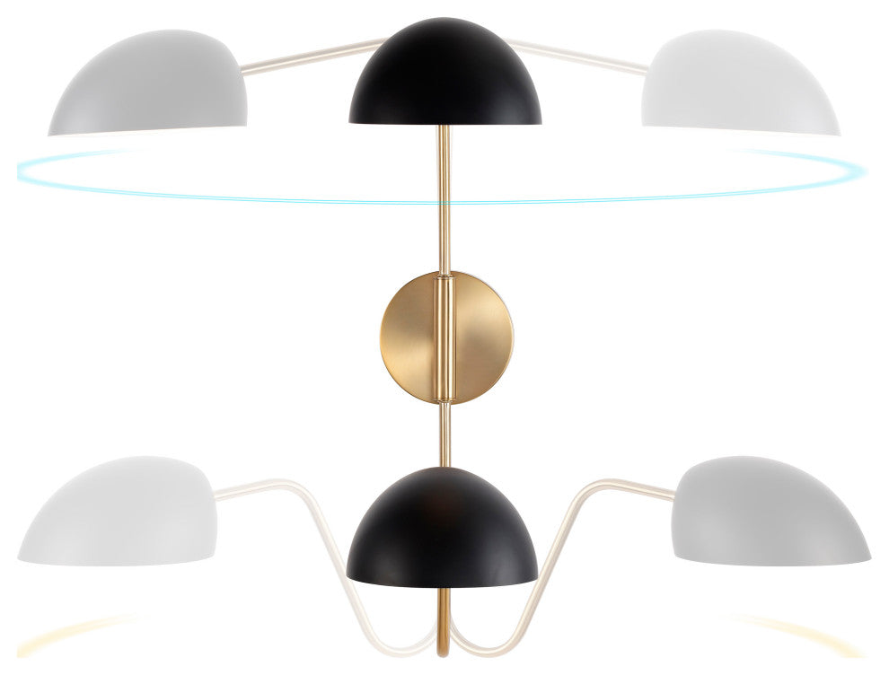 Trilby 2-Light Wall Sconce, Matte Black With Burnished Brass
