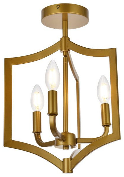 Kassandra 3-Light Flush Mount, Brass