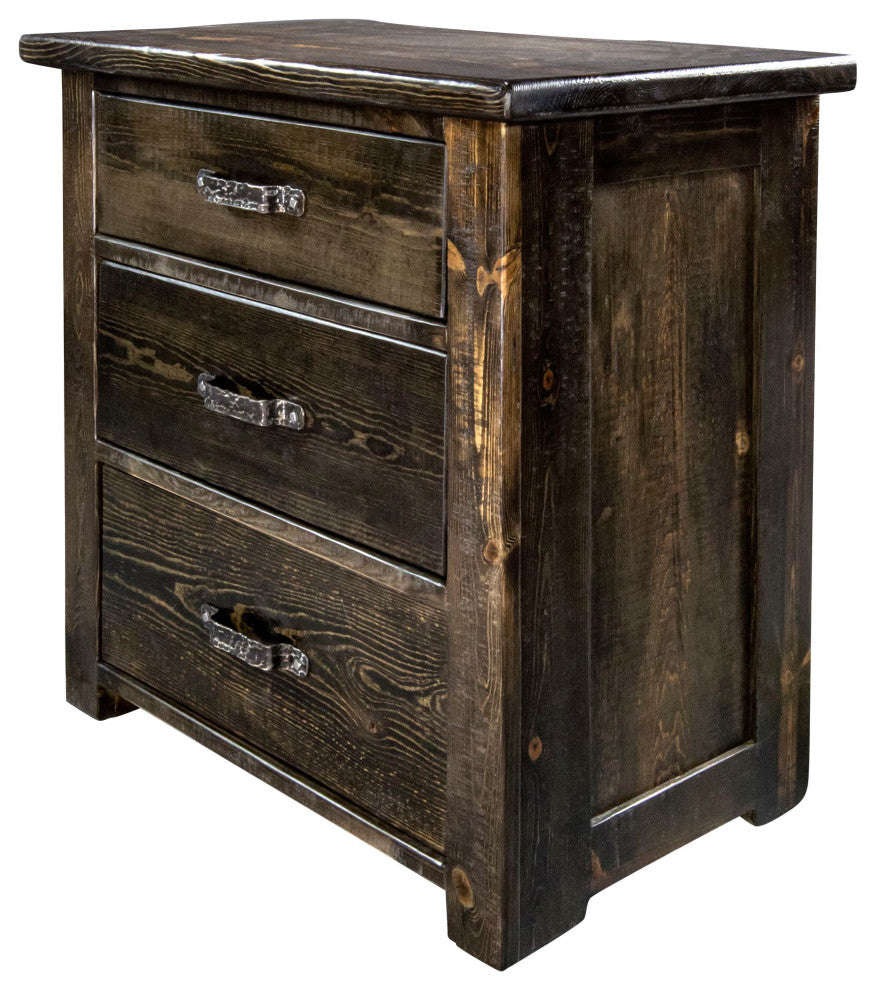 Big Sky Collection Rugged Sawn 3 Drawer Chest of Drawers, Jacobean Stain