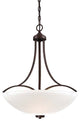 3-Light Pendant, Vintage Bronze With Etched White Glass