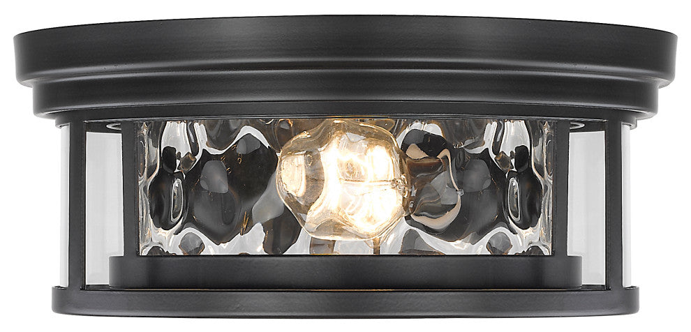 Zlite 493F2-MB 2-Light Flush Mount, Inner Clear Water & Outer Clear