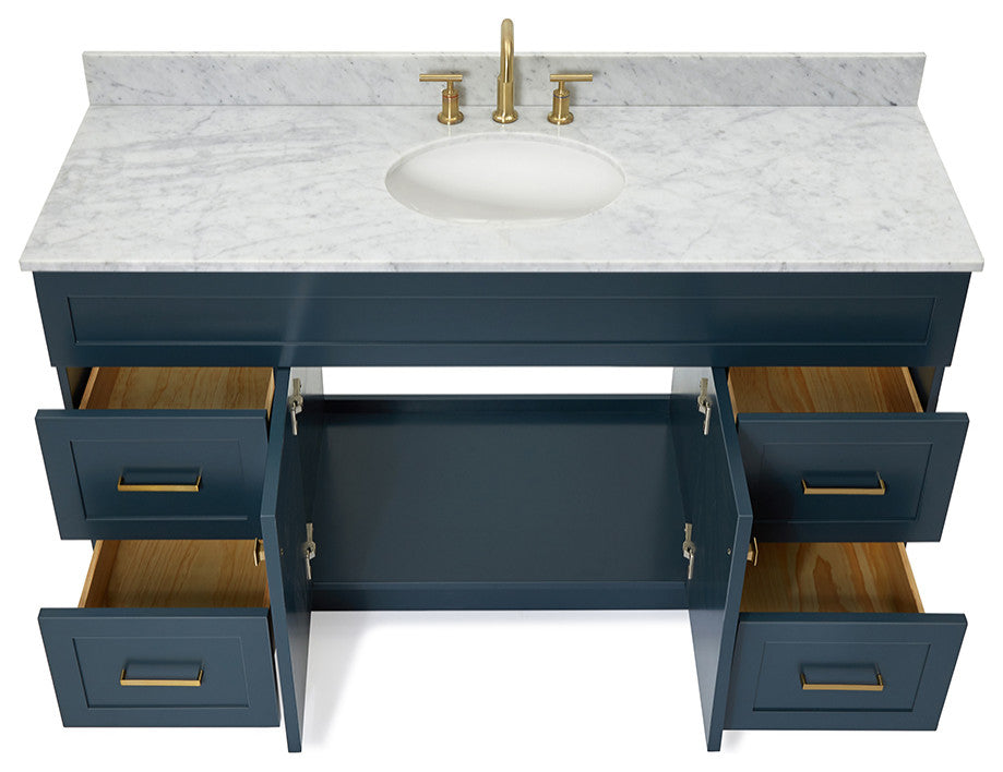 Ariel Hamlet 61" Oval Sink Bath Vanity, 0.75" Carrara Marble