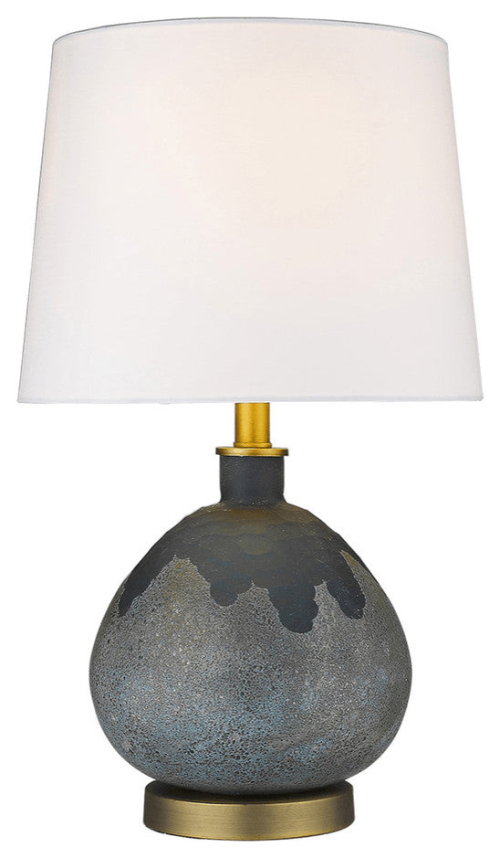 22" Brass Metal Table Lamp With White Empire Shade