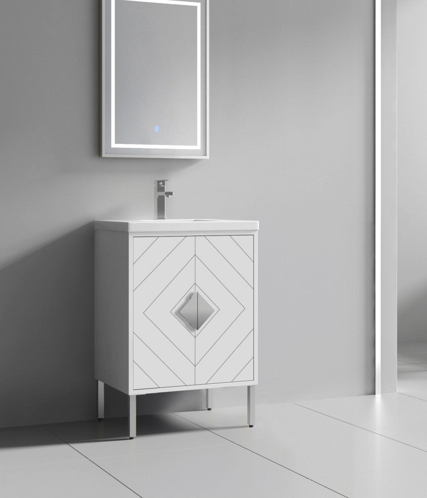 24" Tennant Brand Modern Style White Eileen Bathroom Sink Vanity