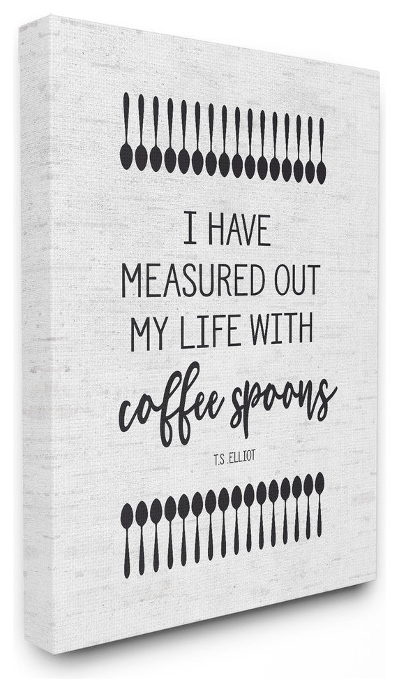 Measured Life with Coffee Spoons Subtle Birch Typography Canvas, 24"x30"