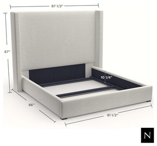 Nativa Interiors Aylet Horizontal Channel Tufted Bed, Brown, King, Medium Headboard