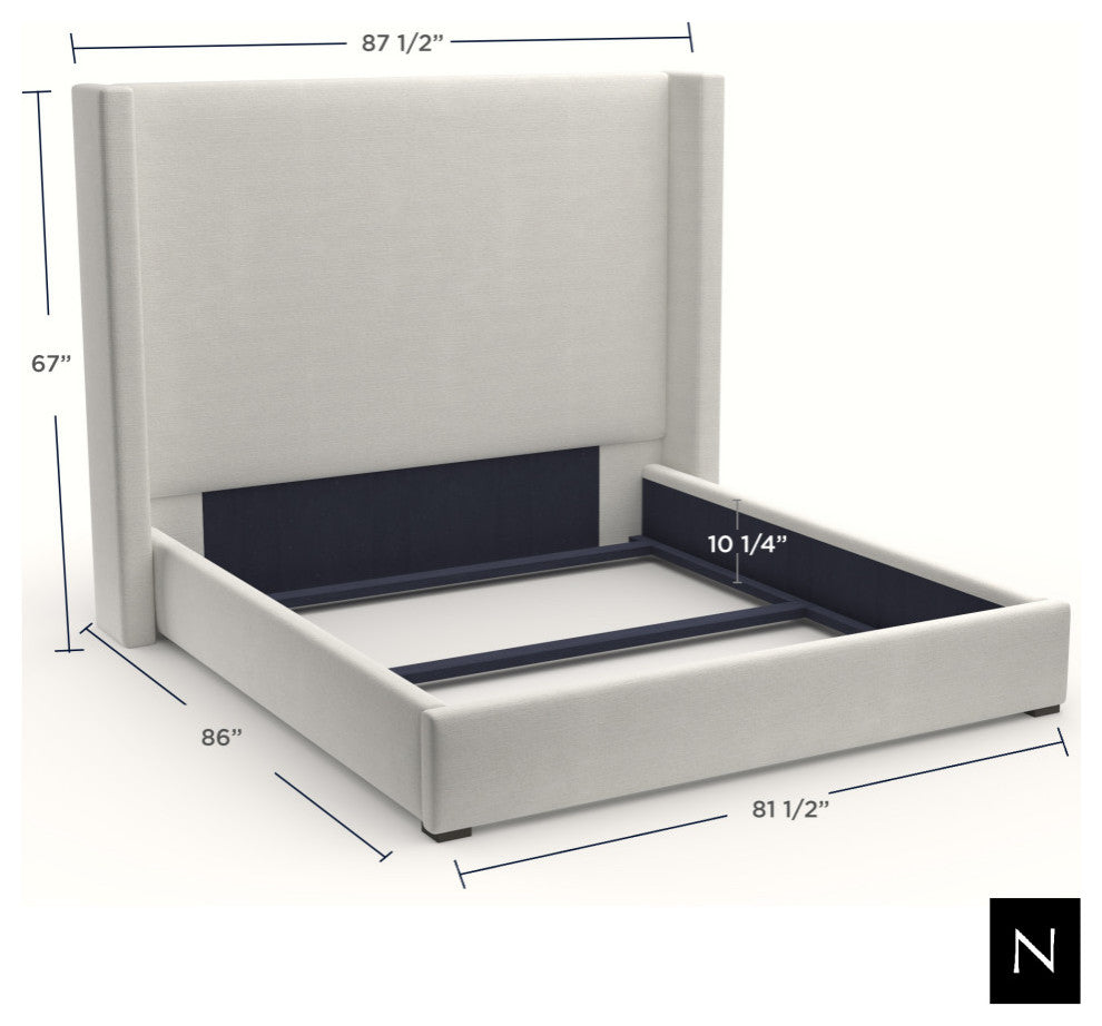 Nativa Interiors Aylet Horizontal Channel Tufted Bed, Brown, King, Medium Headboard